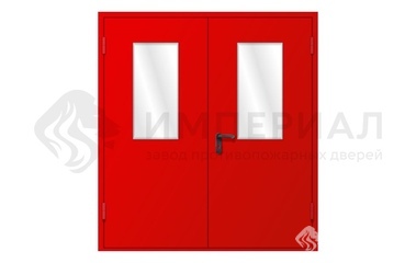 Двупольная остекленная противопожарная дверь (доводчик) ДПСО-2-001C
