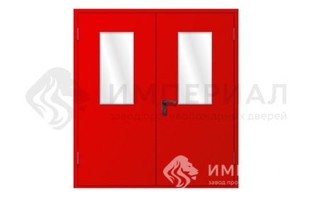 Двупольная остекленная противопожарная дверь (доводчик) ДПСО-2-001C