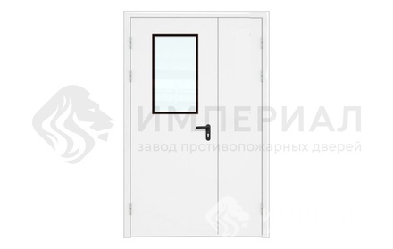 Искронедающая полуторостворчатая дверь с остеклением EIW-60, серая, левое открывание