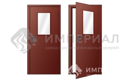Металлическая противопожарная дверь однопольная дпм-1-0 с остеклением